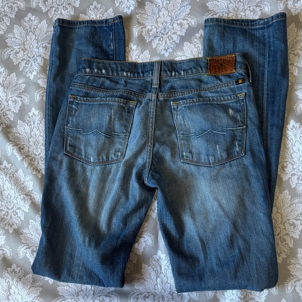 Lucky Brand Women's Distressed Straight Leg Jeans - Medium Wash
